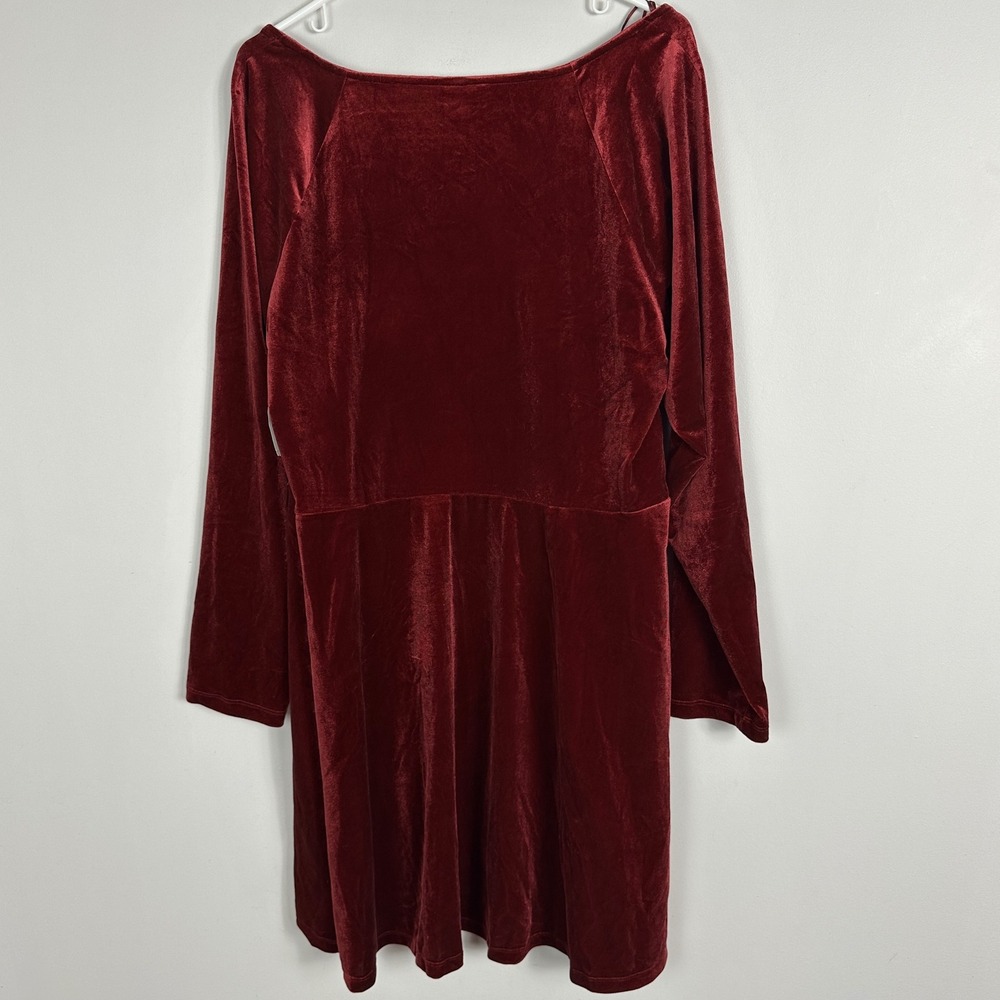 Old Navy Red Velvet Square Neck Long Sleeve Dress Womens Size XXL NEW Velour NWT - Picture 6 of 16
